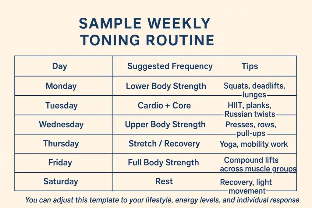 Achieving the Perfect Tone: How Often Should You Exercise for Results? 4 Weekly exercise Eccles plan graphic