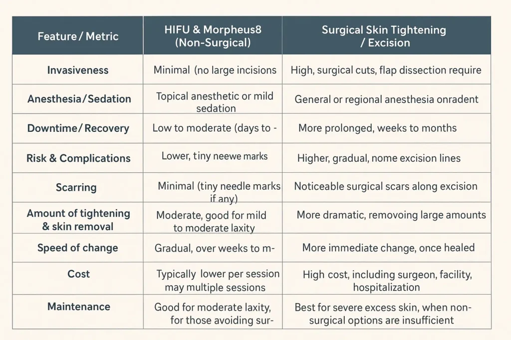 The Science of Skin Tightening 2 Table of skin tightening Eccles benefits compared to surgical options